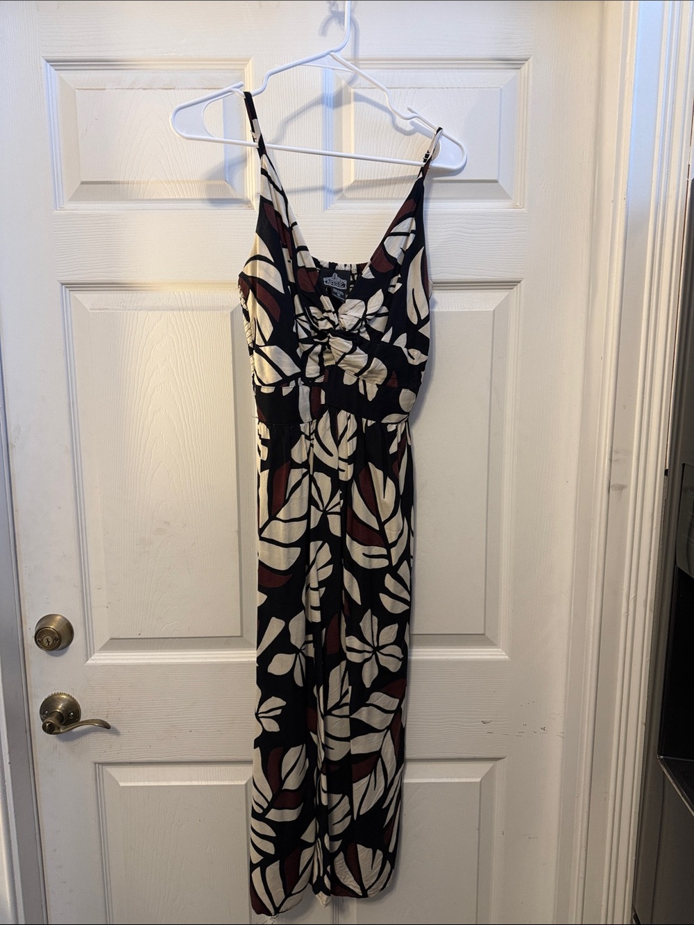 Roxy Black Floral Spaghetti Strap Dress with Cream & Wine Accents